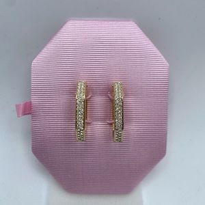 Swarovski Dextera Hoop Earrings, Octagon, Medium, Gold Tone Plated. NIB